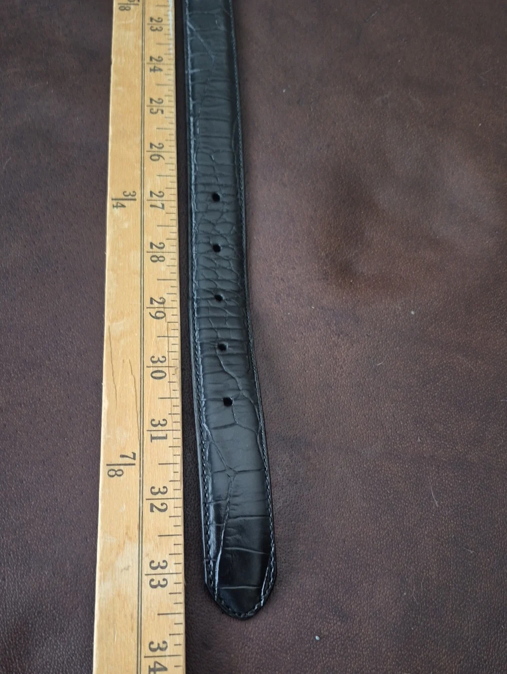 LAUREN RALPH LAUREN REVERSIBLE CROC EMBOSSED BROWN/BLACK LEATHER BELT